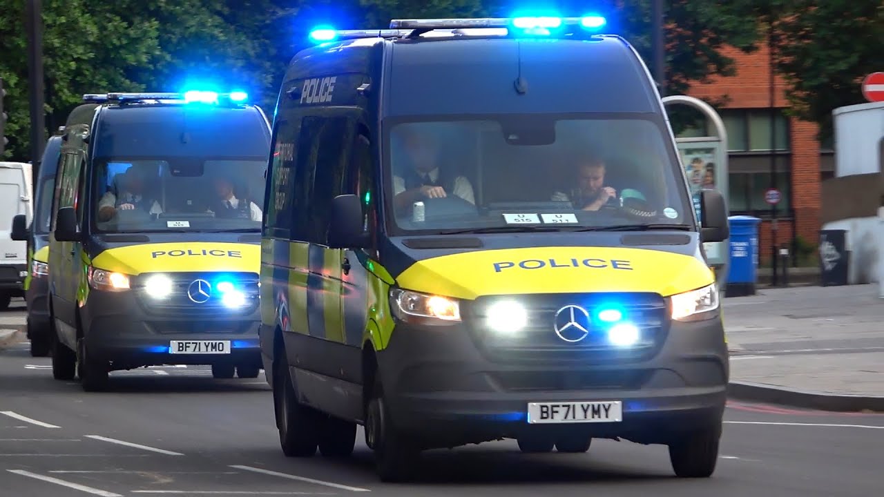 Territorial Support Group police vans responding in London [collection]