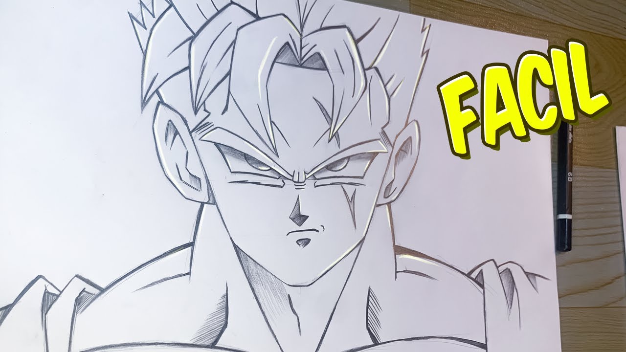 Cómo dibujar a Gohan del futuro paso a paso con lápiz | Tutorial de dibujo de Dragon Ball