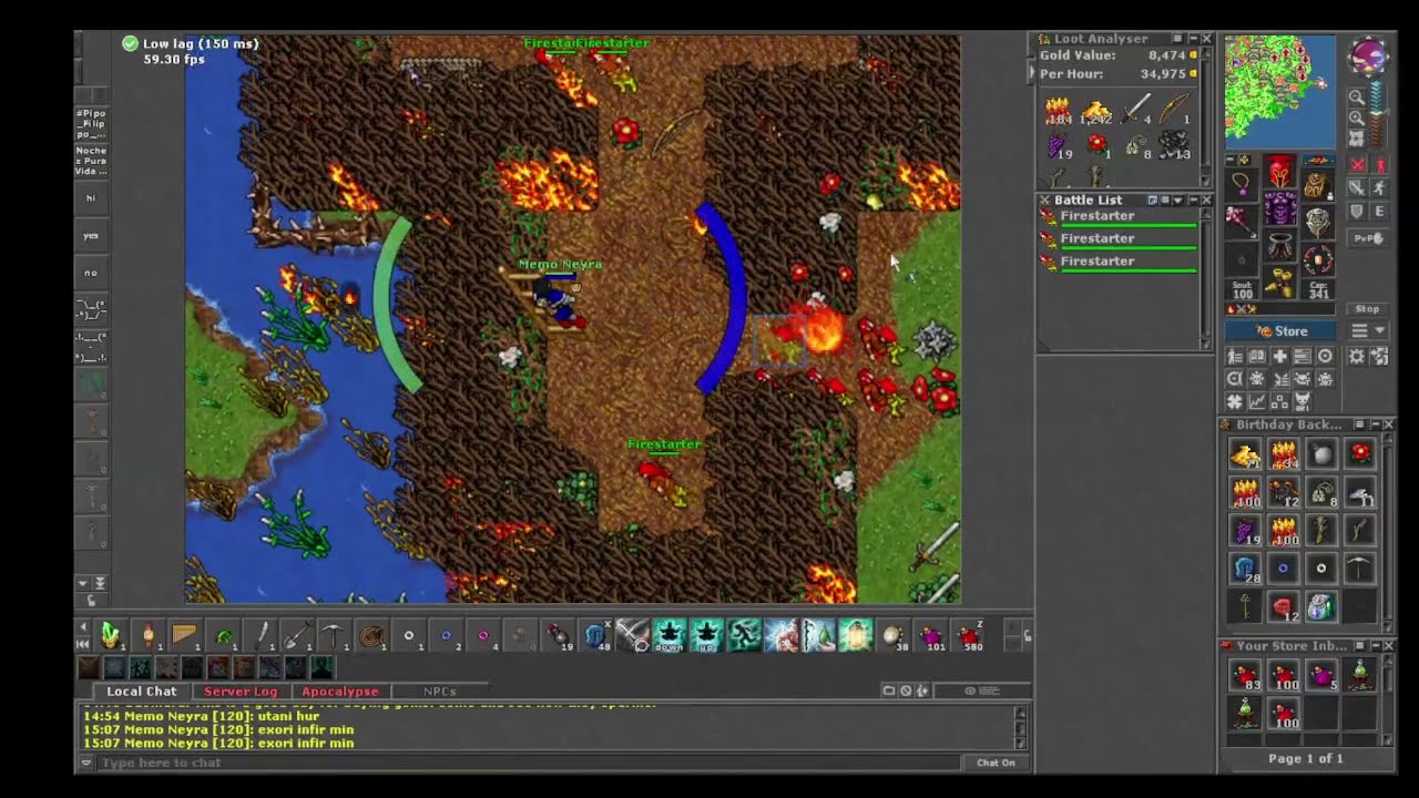 Firestarter Hunt + Loot + Exp  con Pipo Filippo Olsen, Aqui estamos y no nos vamos. Tibia CR.