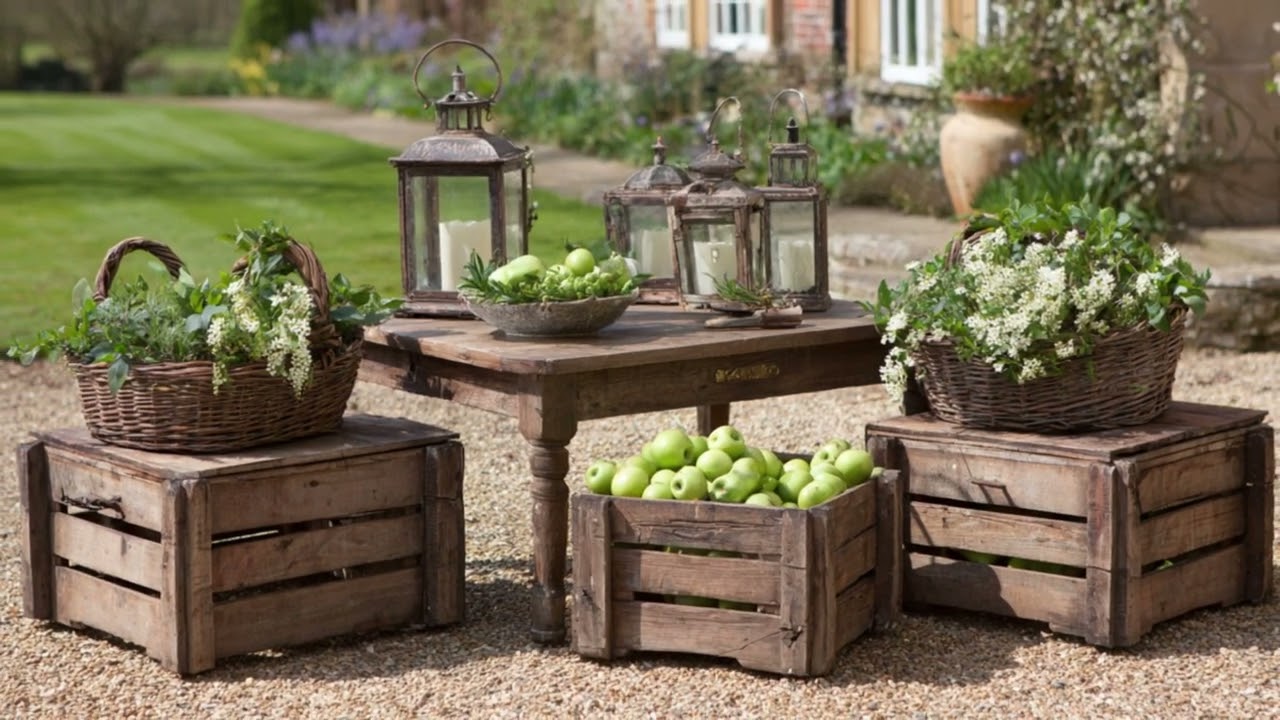 Budget-Friendly Spring Farmhouse Courtyard Decor with Upcycled Furniture Ideas