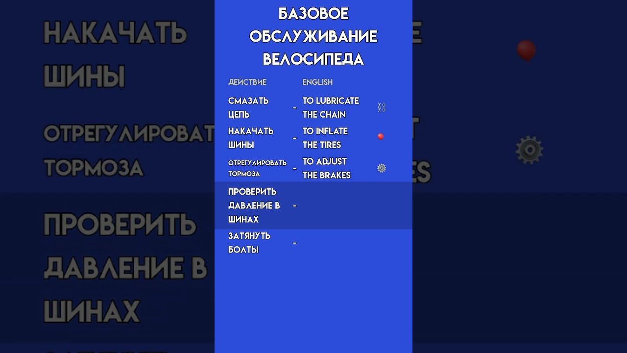 Английский для Велосипедистов: Обслуживание Велосипеда | Полезные Глаголы