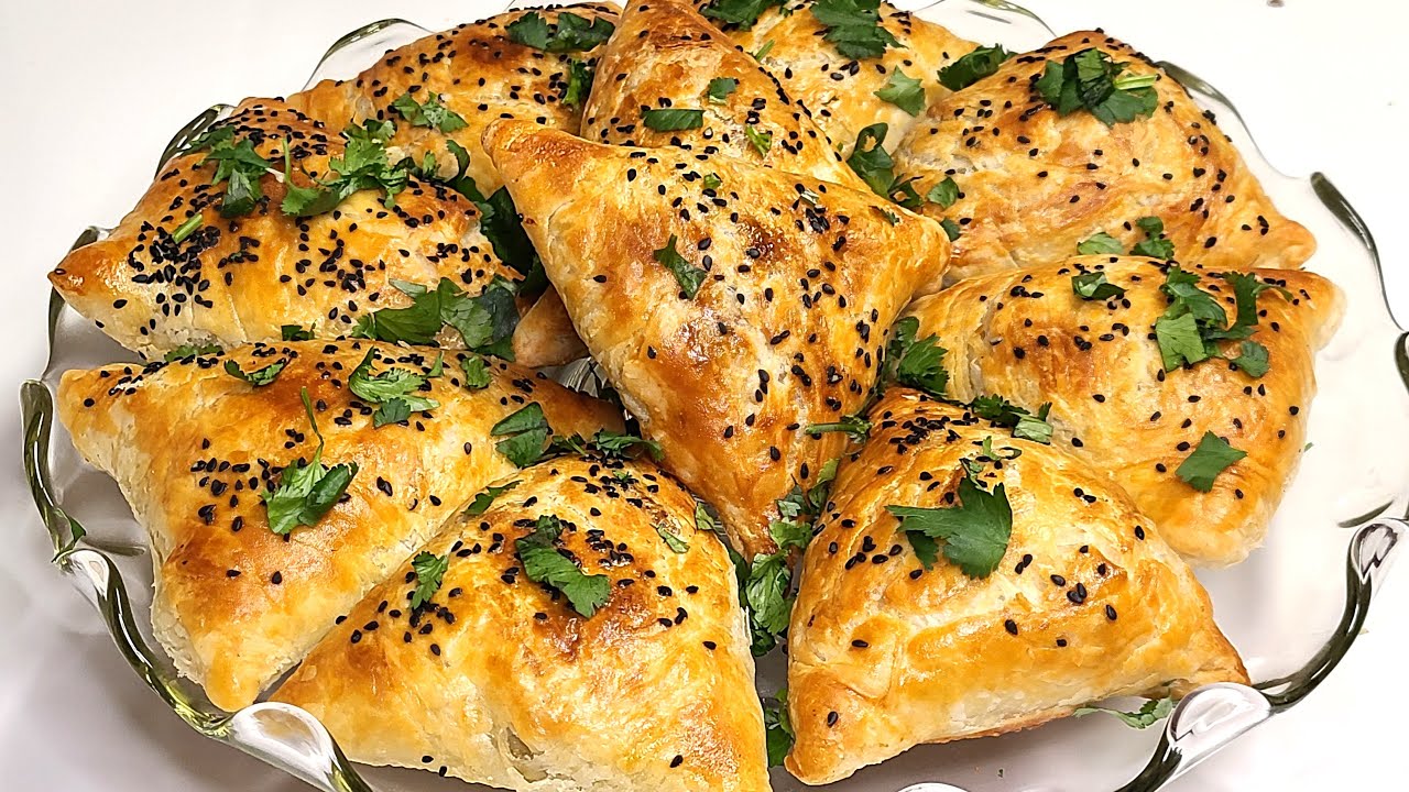 Ovan Baked crispy Meat samosa  سمبوسه ورقی داشی با خمیر ساده خانگی