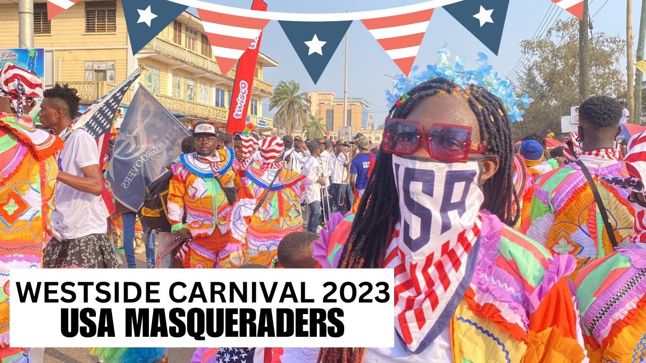 USA 🇺🇸 MASQUERADERS GREAT WESTSIDE CARNIVAL 2023 PERFORMANCE IN THE STREETS OF TAKORADI 🇬🇭