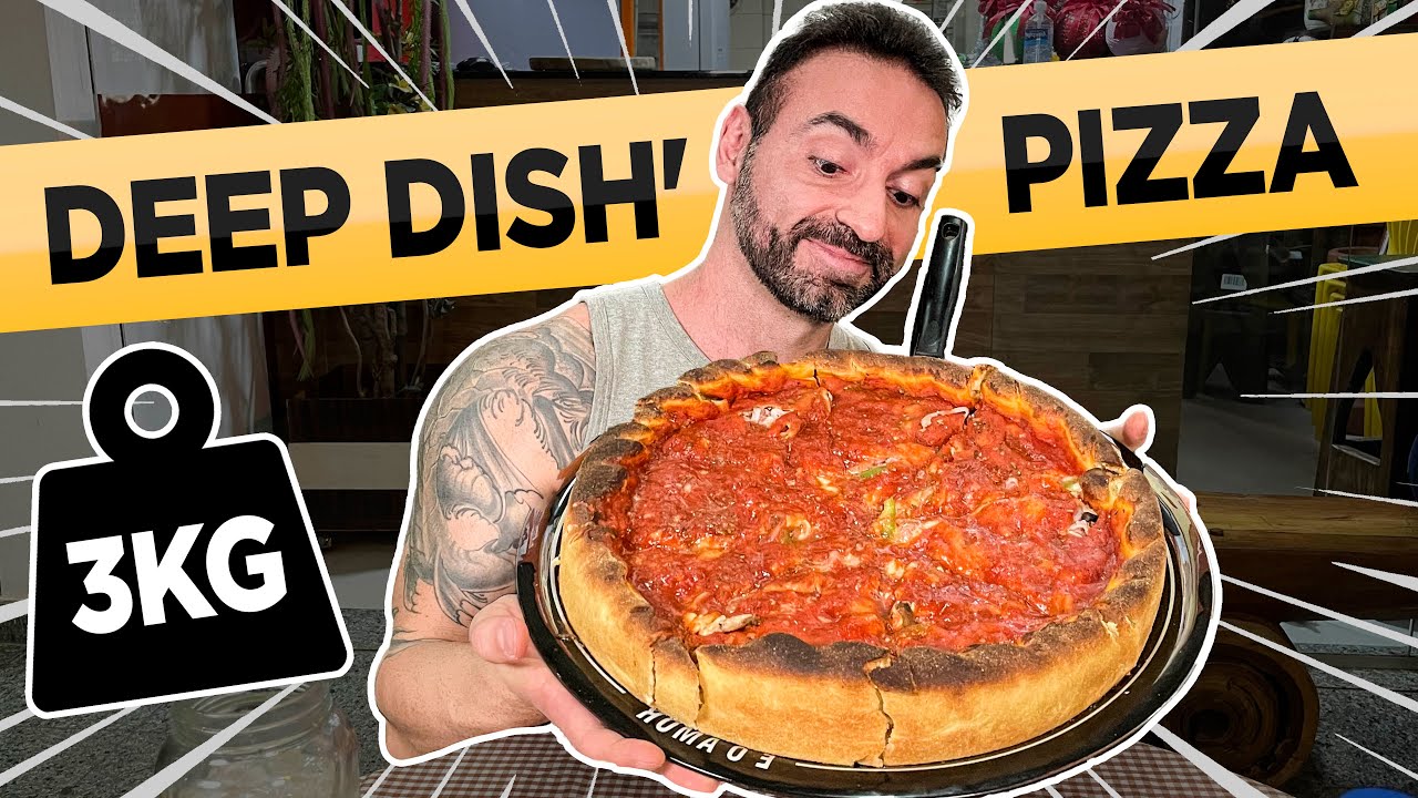 A GIGANTESCA PIZZA CHICAGO ['DEEP DISH'] | A pizza do tamanho de uma torta enorme!