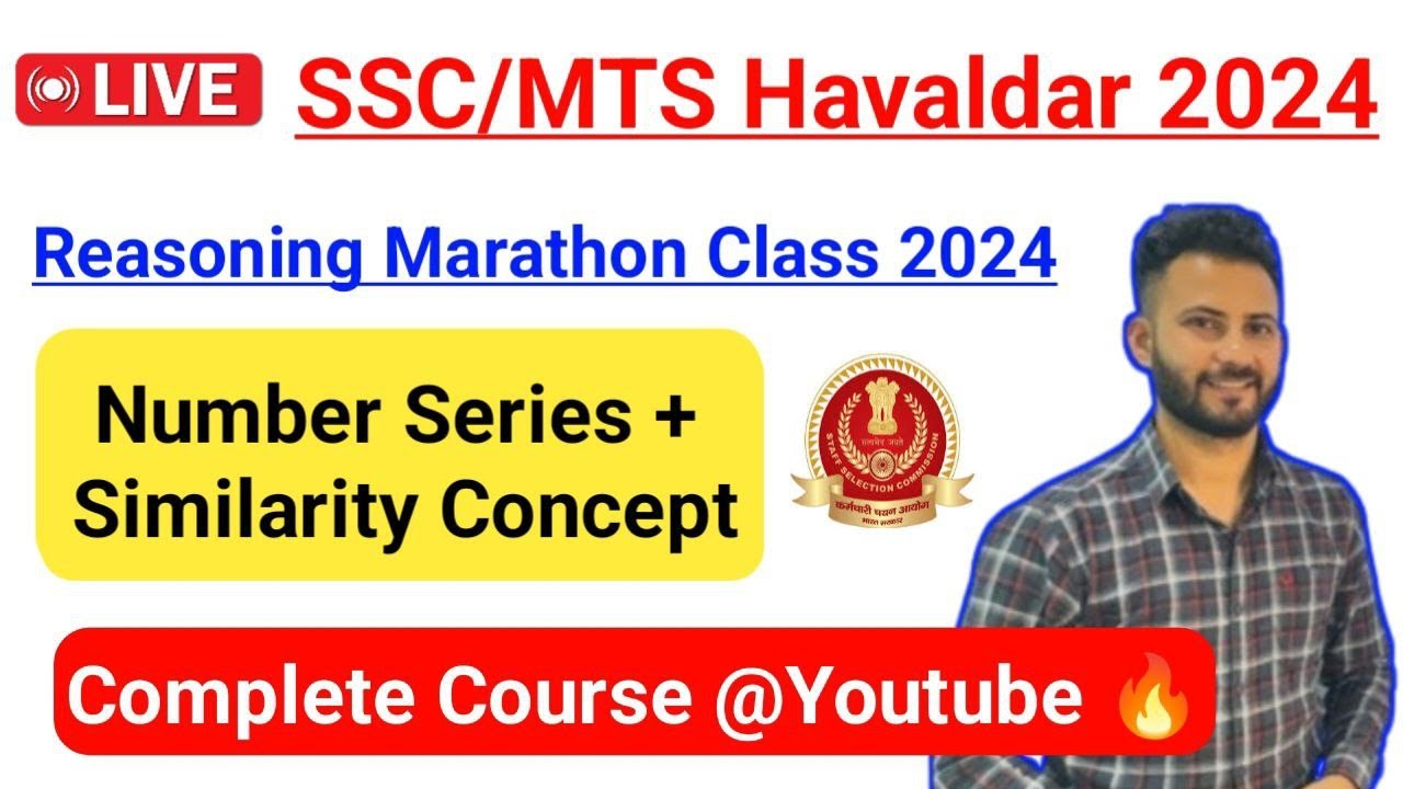 SSC MTS/Havaldar 2024 Reasoning Live // Number Series + Similarity  // Marathon Class #sscmts