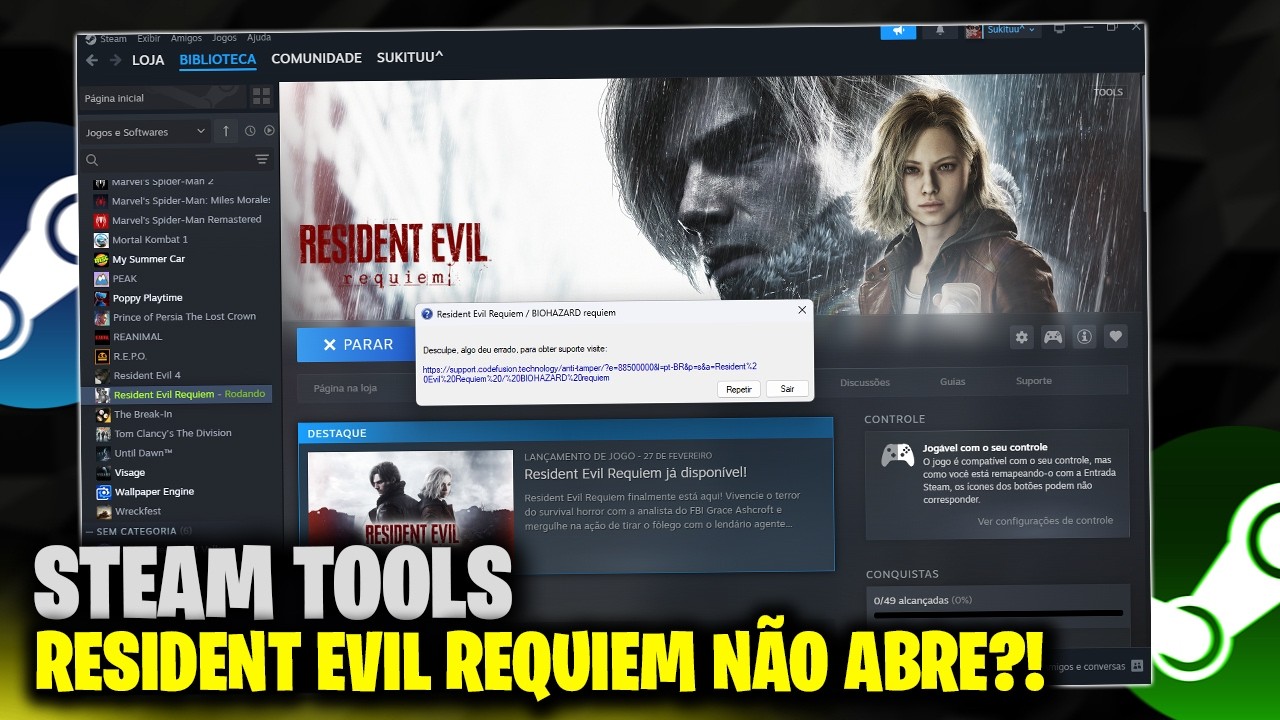 STEAM TOOLS: RESIDENT EVIL REQUIEM NÃO ABRE? - DENUVO - COMO RODAR O GAME -2026!