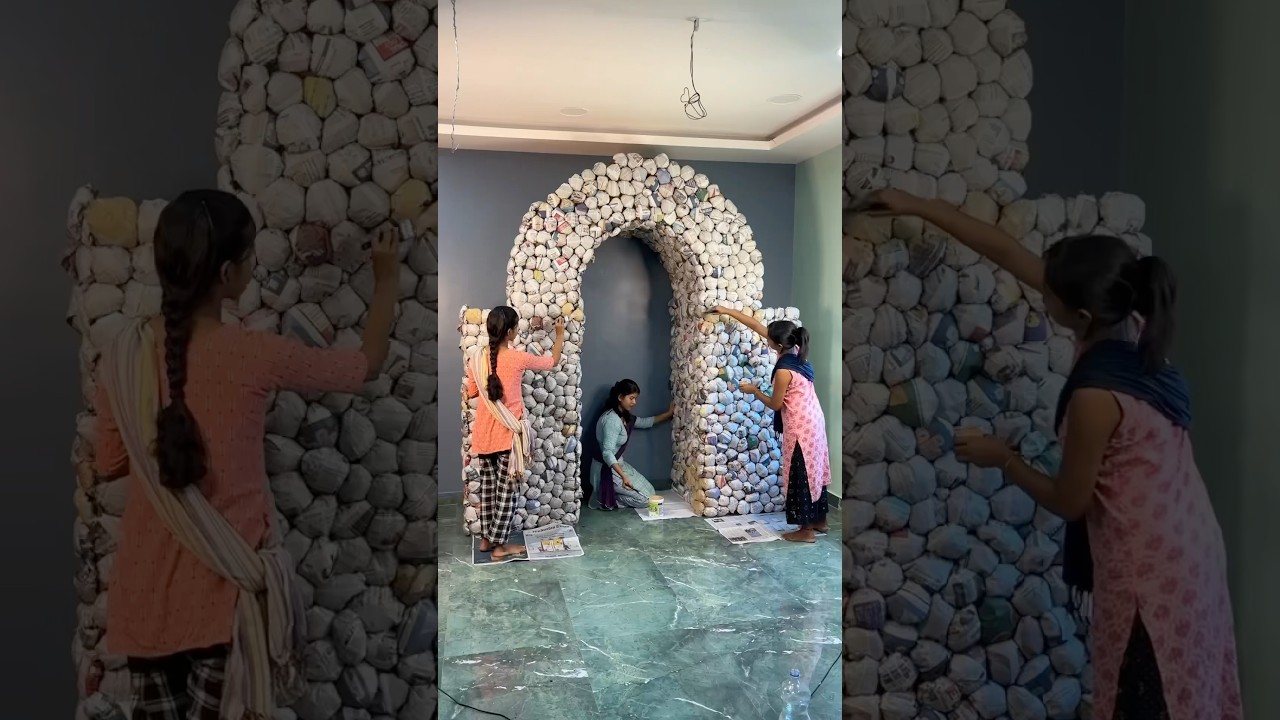 Newspaper 🗞️ Ganpati Stage decor #shorts #ytshorts #make #idea #reuse