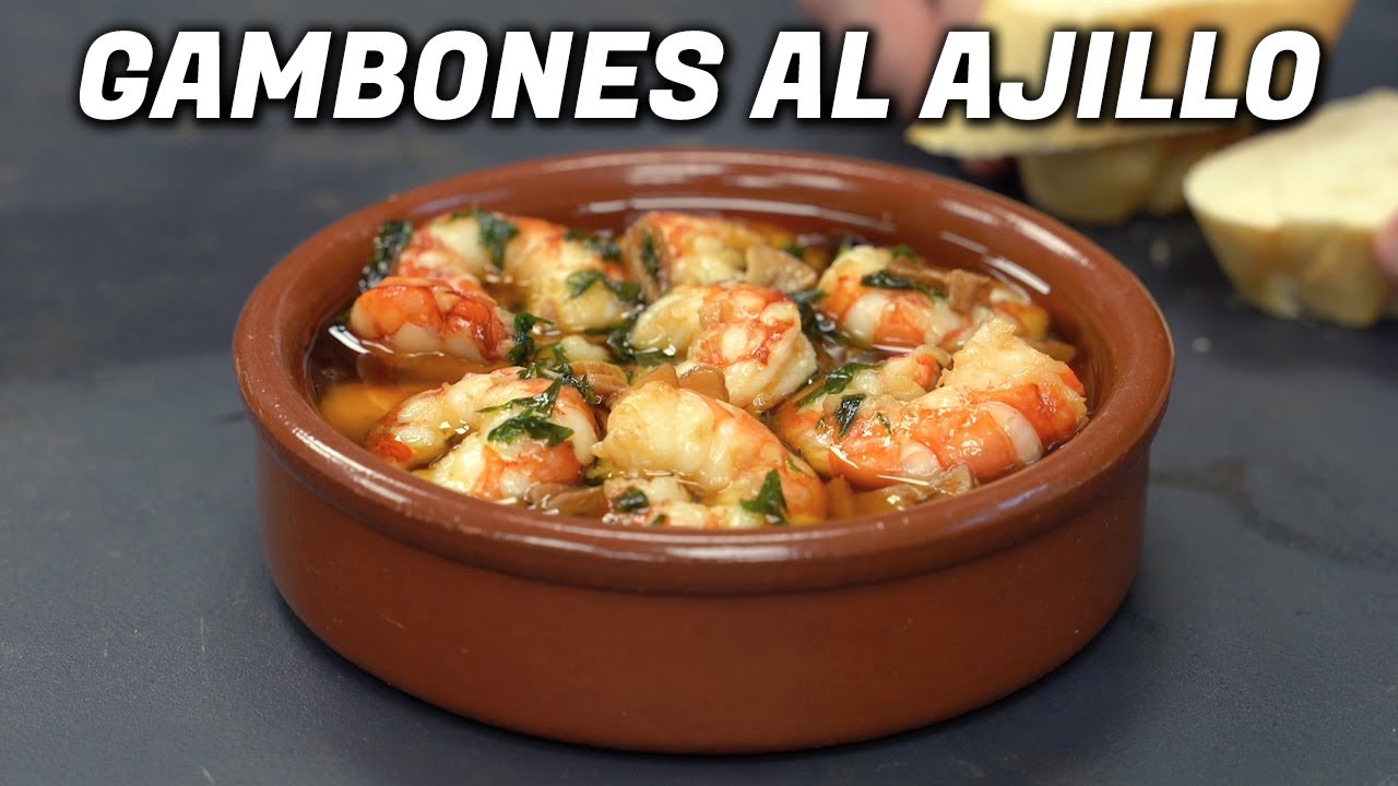 GAMBAS o camarones al ajillo - RECETA española en 5 minutos