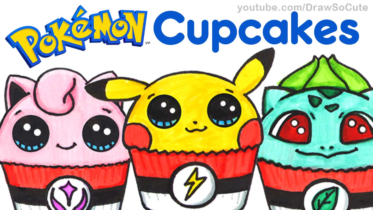 Art CHALLENGE- How to Draw + Color Pokemon as CUPCAKES -Pikachu Bulbasaur Jigglypuff