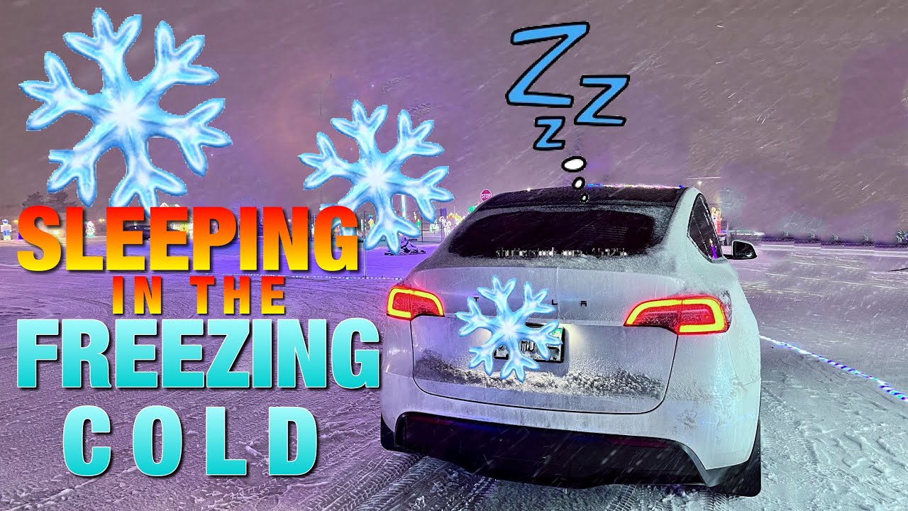 Sleeping in the Model Y in the FREEZING COLD!
