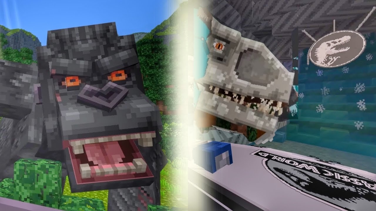 Jurassic World and King Kong in Universal Studios Minecraft are INSANE!