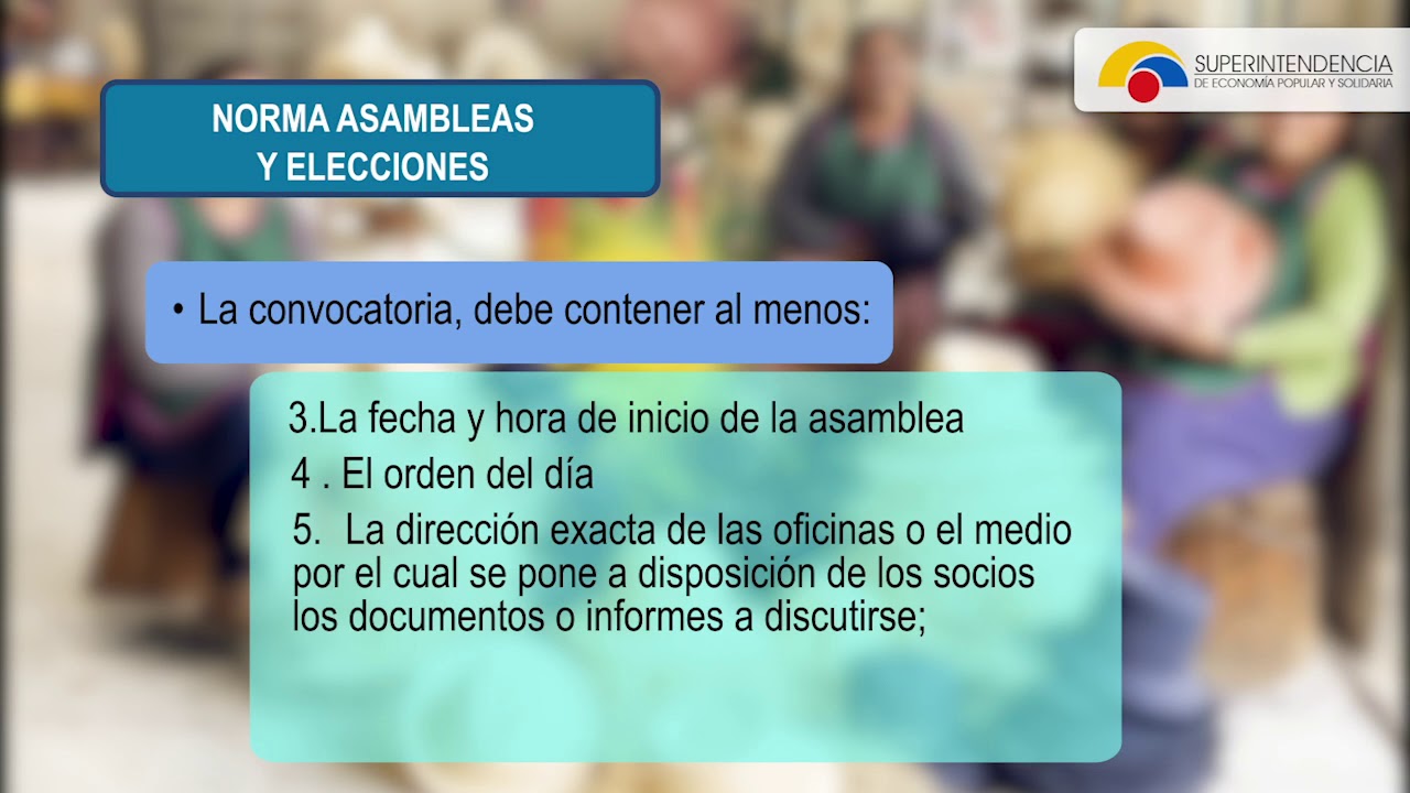 Norma para la regulación de Asambleas Generales y elecciones de representante