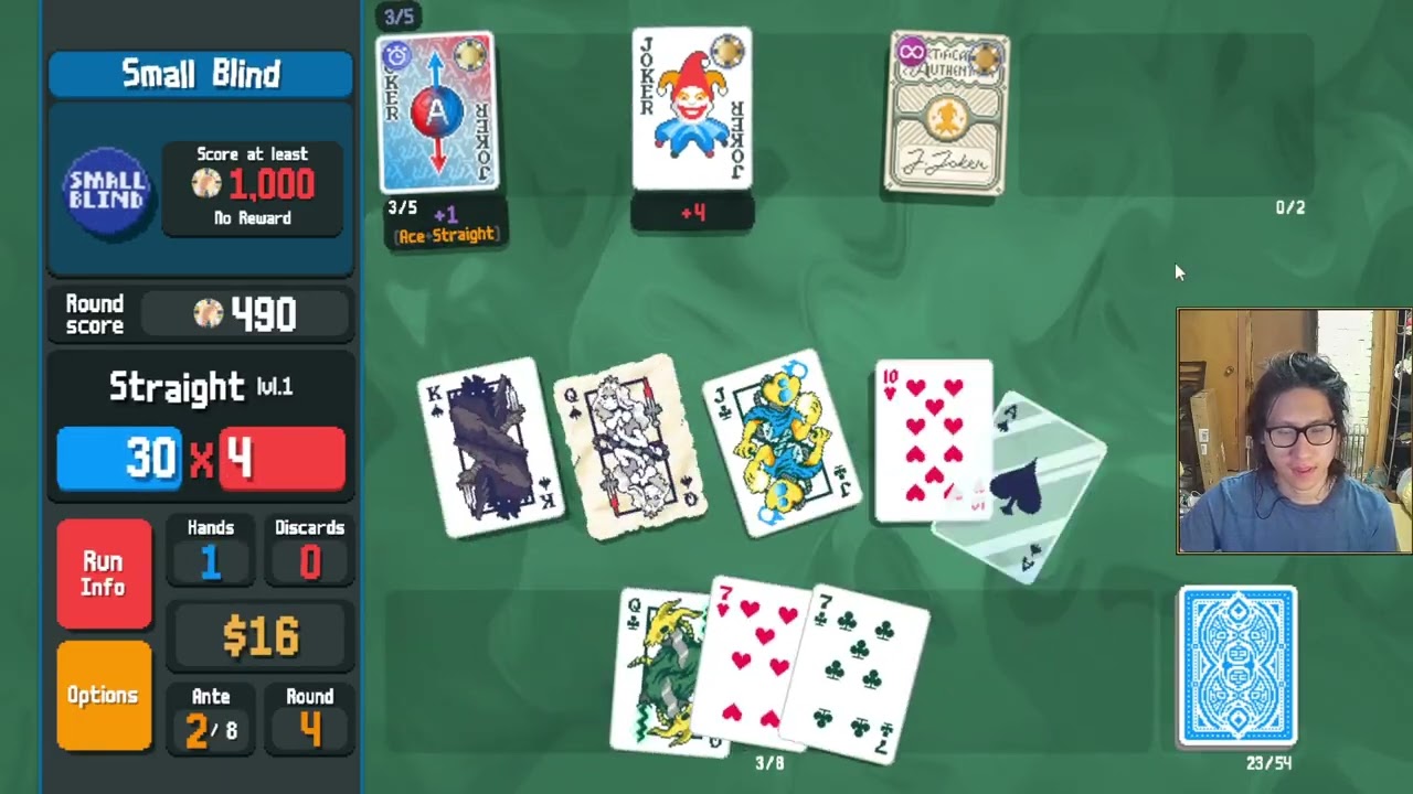 A streamer with a complex flavor profile (Balatro)