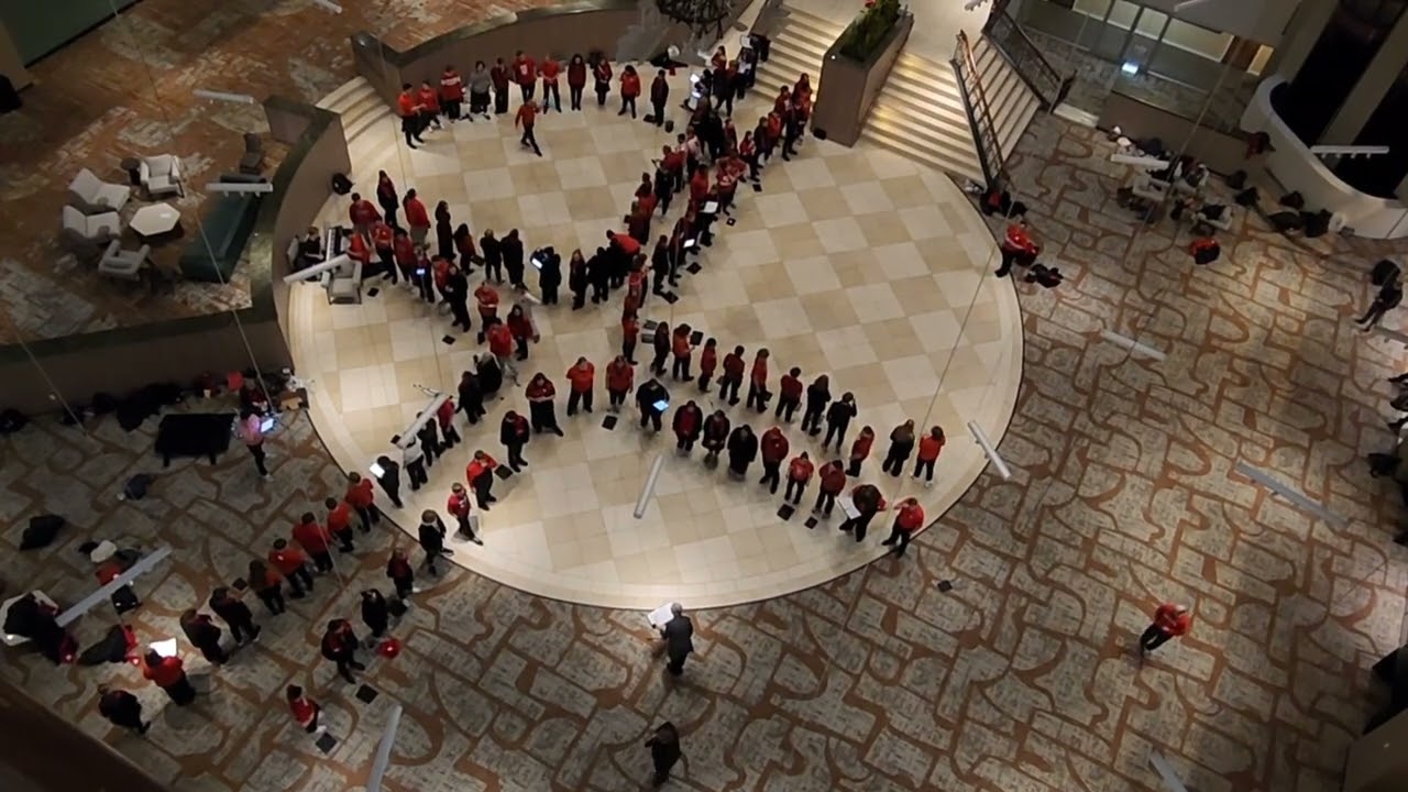 University of Nebraska choir practicing in the atrium of our hotel ahead of the inauguration.