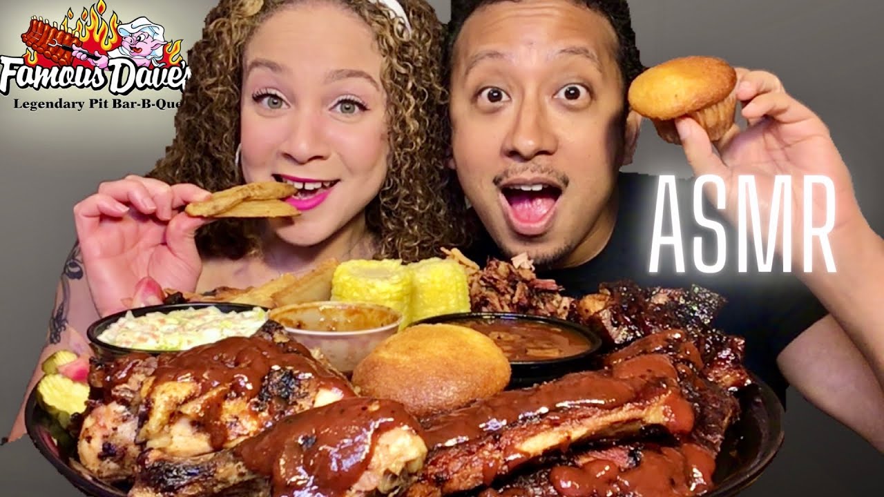 😍🤤ASMR BBQ RIBS➕CHICKEN➕PULLED PORK➕ BURNT ENDS,➕CORN BREAD➕ BAKED BEANS,➕COLESLAW| BBQ MUKBANG