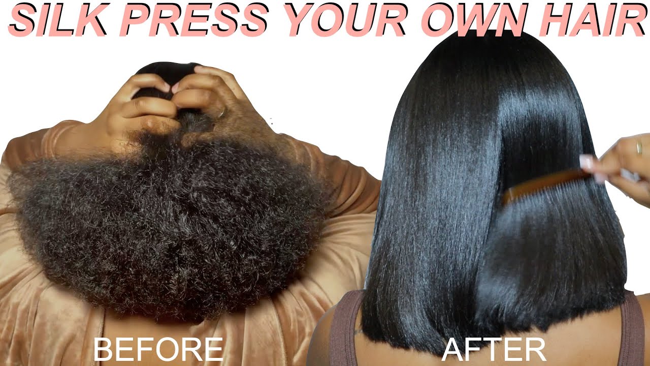 DIY SILK PRESS ON NATURAL HAIR | CURLY TO STRAIGHT WITH NO HEAT DAMAGE