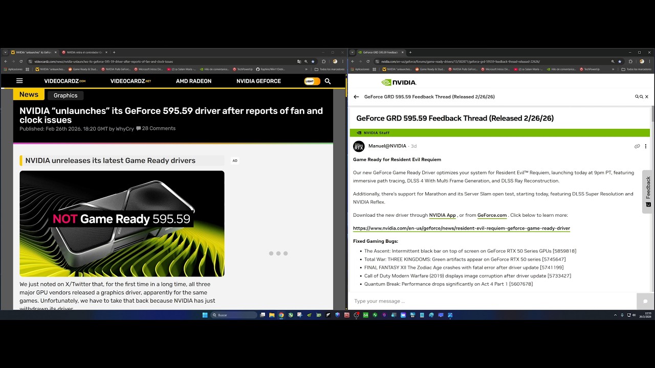 NVIDIA retira el Driver 595.59 por fallos graves &ndash; &iquest;Qu&eacute; pas&oacute; realmente?