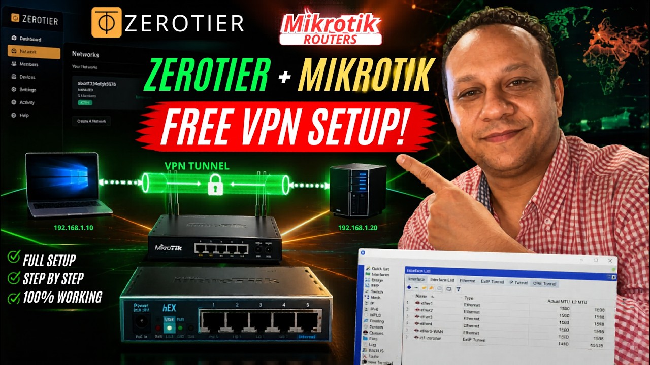 44- ZeroTier Free VPN Easy and Accessible with MikroTik - شرح زيروتير وربطه مع المايكروتك بسهولة