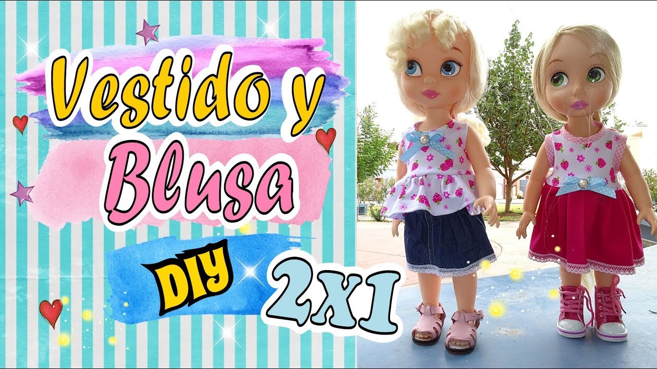 DIY Vestido y Blusa para tus Muñecas Animators con el mismo molde - Costura facil