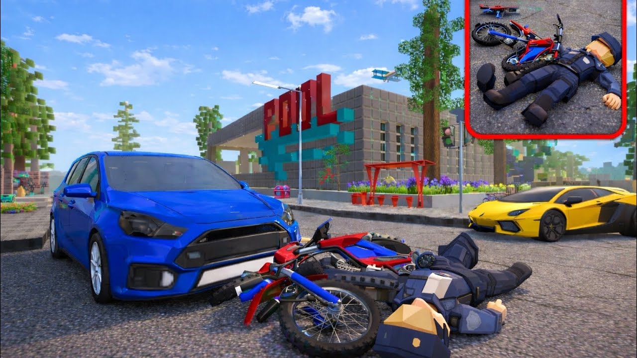 POLICE BIKE CRASH AT BUSY MARKET IN SCHOOL PARTY CRAFT | AMBULANCE 🚑 EMERGENCY RESPONSE