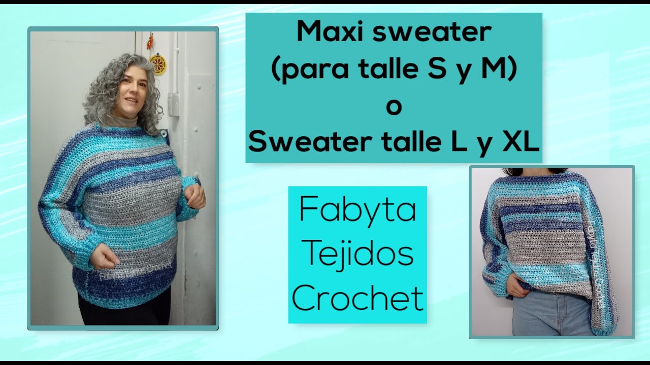 Maxi sweater super facil, en crochet o ganchillo