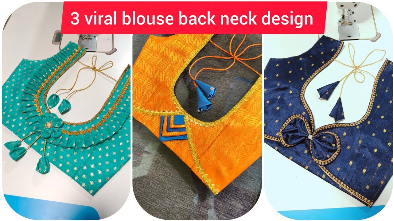 3 viral blouse back neck design cutting and stitching full tutorial 