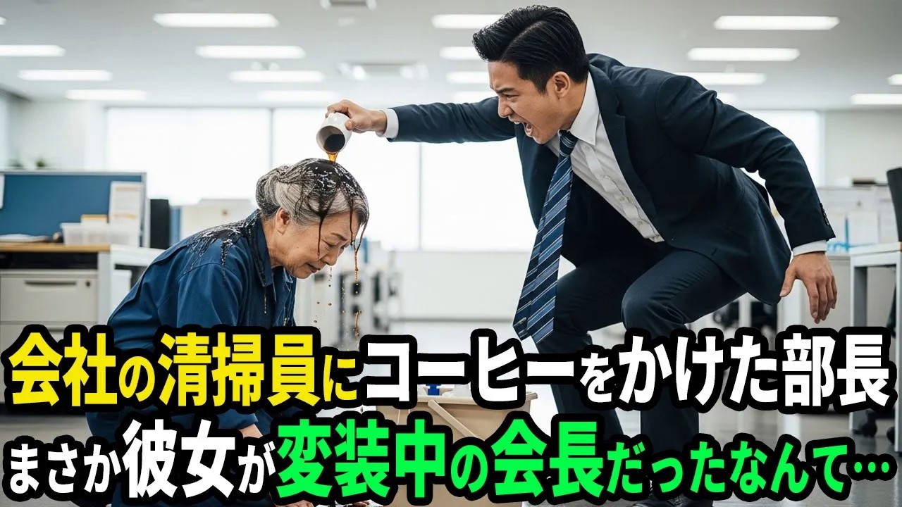 「邪魔なんだよ！」清掃員のお婆さんにコーヒーをかけた課長、しかしその正体を知ると…！？