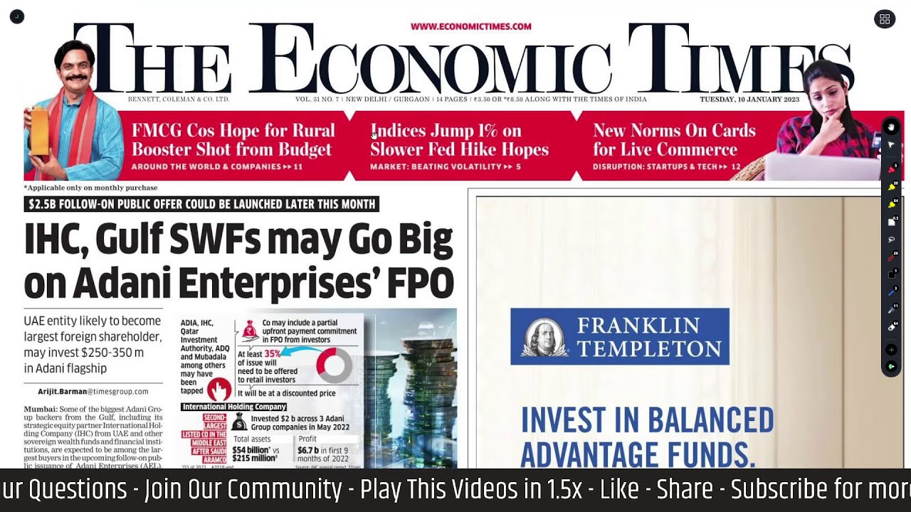 10 January 2023 Newspaper - Economic Times + Business Standard - Daily Business News Analysis