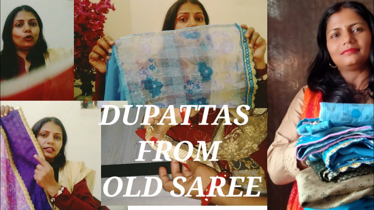 How to reuse old saree//पुरानी साड़ी से दुपट्टे बनाएं //reuse of old saree