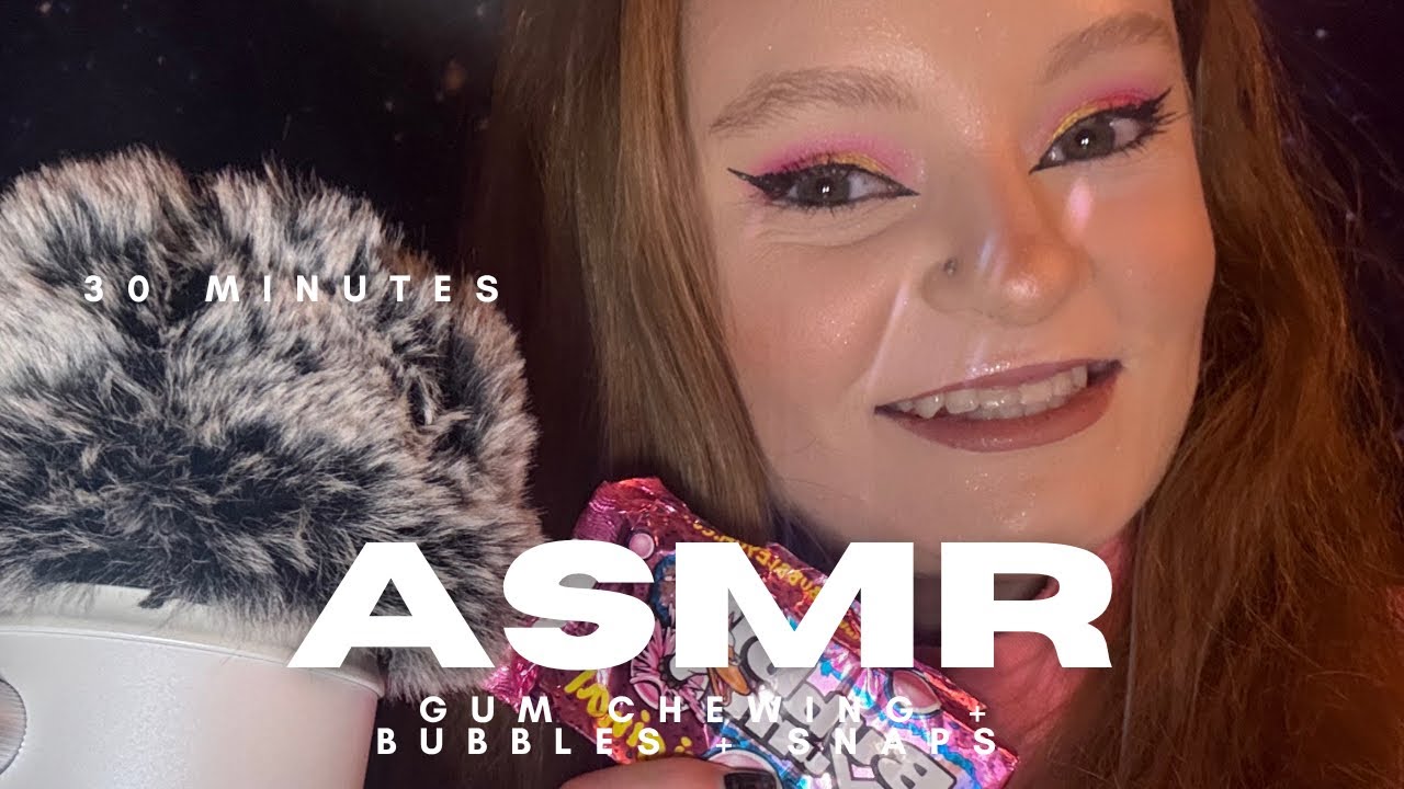 💭 Close up ASMR Gum Chewing, Bubbles & Finger Snaps 💋 