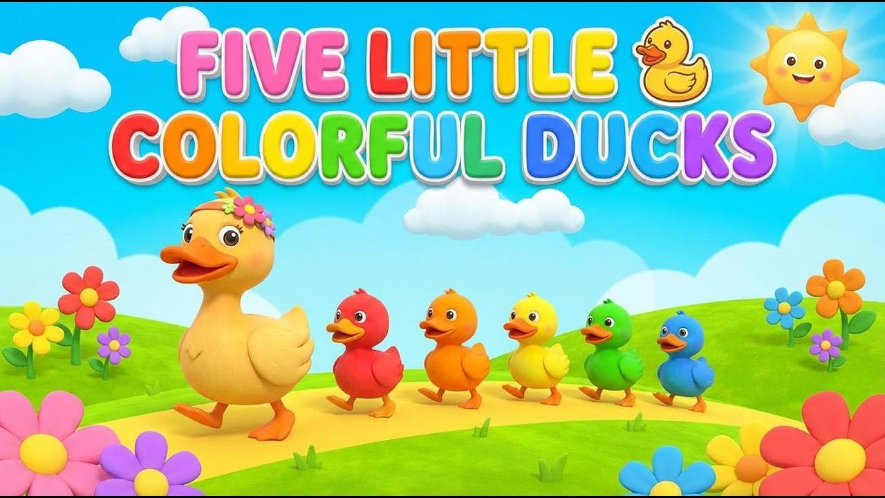Five Little Colorful Ducks Went Out One Day | Nursery Rhymes & Baby Songs for Kids