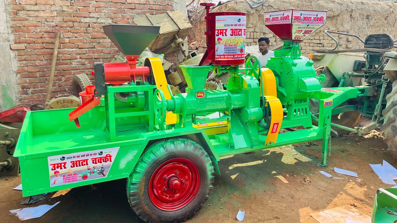 tractor se chalne wali 6N70 rice mil and atta chakki kolhu #कृषि #oilexpeller #oilmill #machine