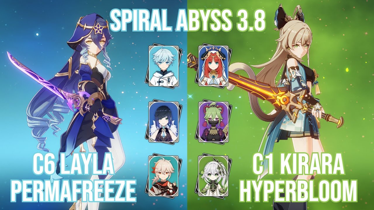 C6 Layla Permafreeze & C1 Kirara Hyperbloom - Genshin Impact Abyss 3.8