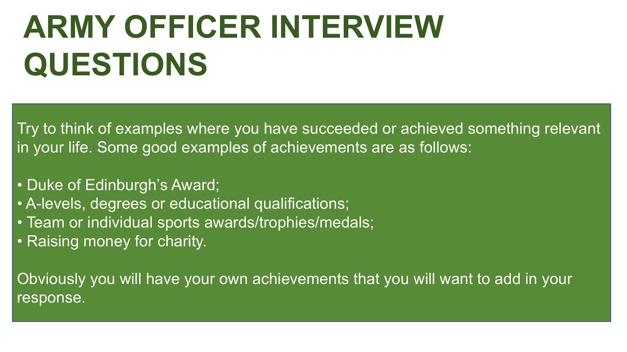 ARMY OFFICER Interview Questions
