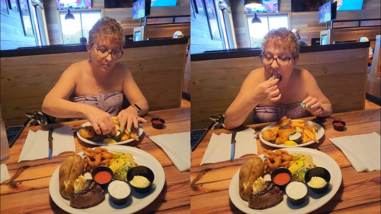Eating English Pub Fish & Chips VS 6 oz Sirloin & 12 Fried Shrimp Miller's Ale House Clermont