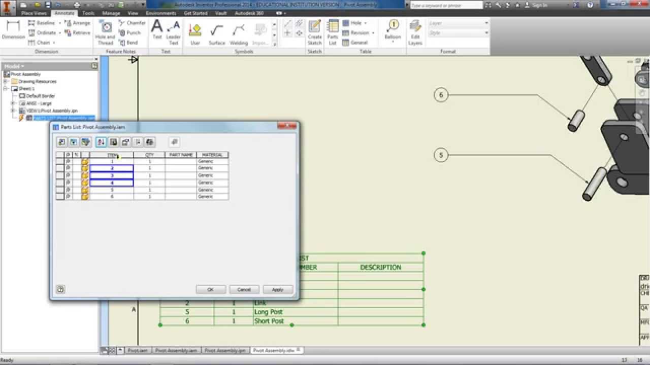 20. Adding the Parts List and Title Block