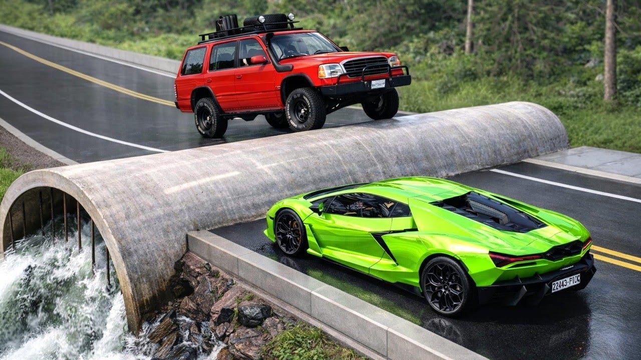 Cars vs Concrete Water Pipe Challenge #3 in BeamNG Drive!