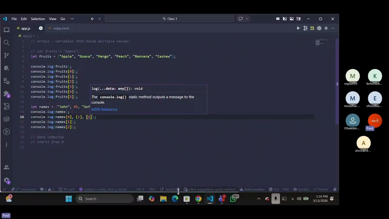 Array and Array Methods