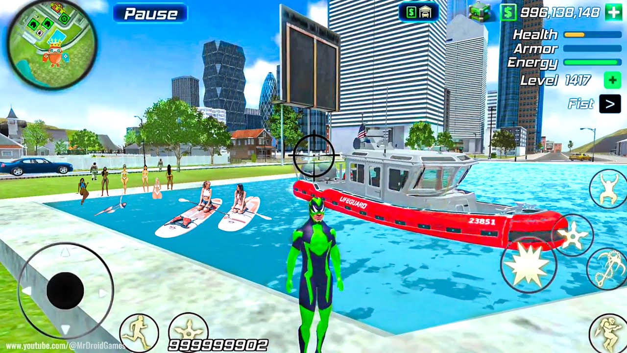 Rope Frog Ninja Hero Strange Gangster New Update - Lifeguard Boat at Vegas City - Android Gameplay