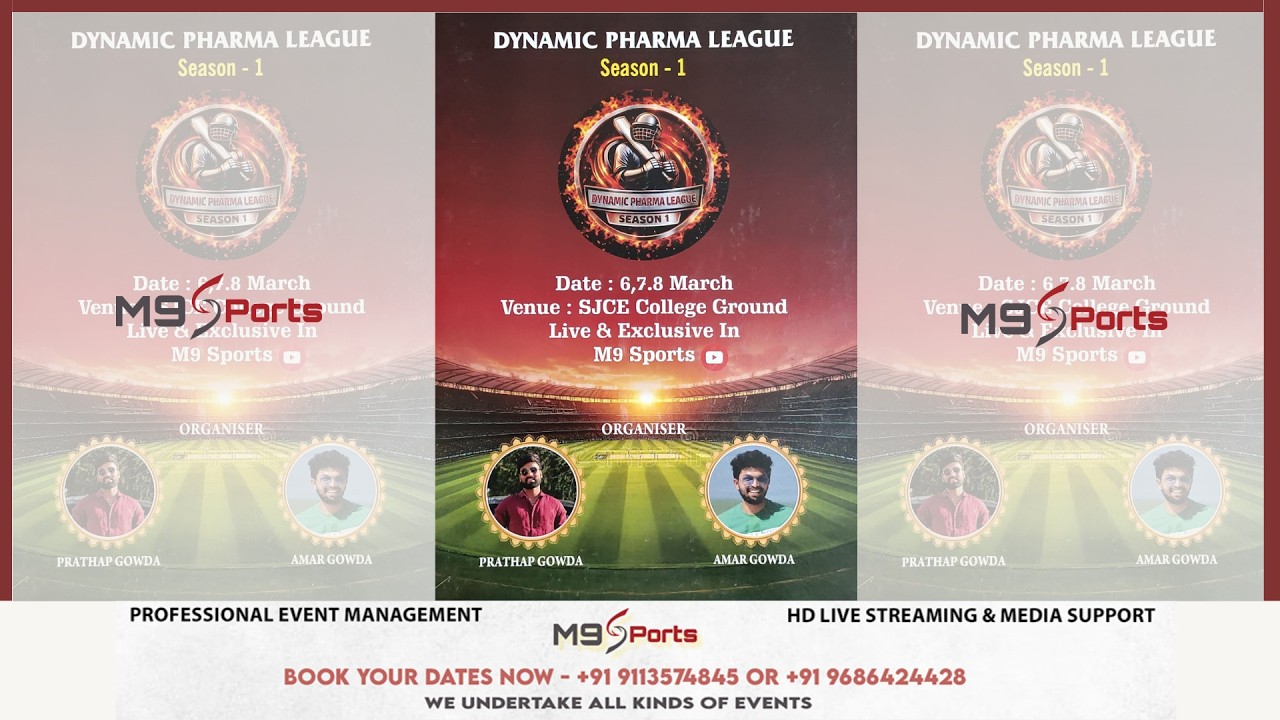DYNAMIC PHARMA LEAGUE SEASON -1 || FINALDAY  || LIVE FROM MYSORE || M9 SPORTS