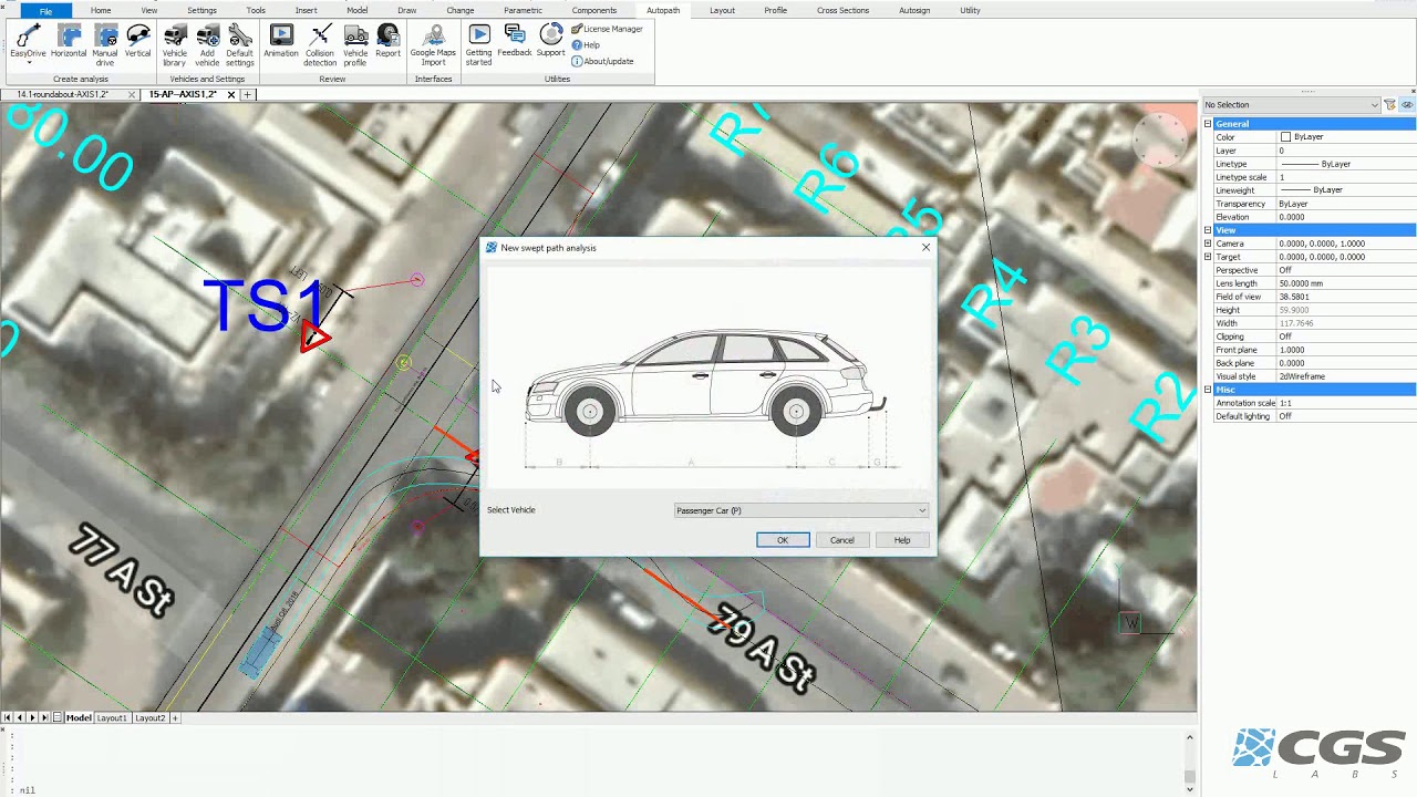 Plateia on BricsCAD - Autopath – swept path analysis