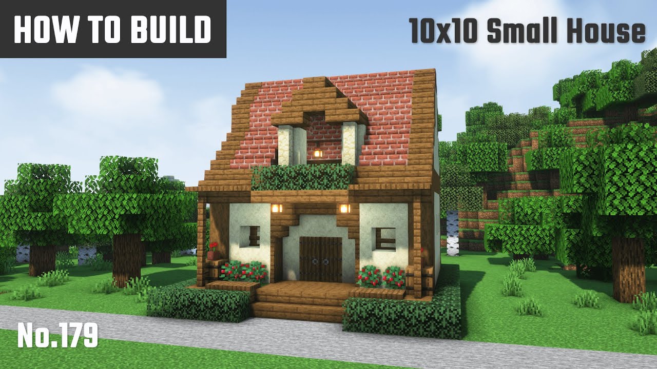 マイクラ建築：洋風のレンガ屋根の家の作り方。10x10ブロックで簡単に。No.179【Minecraft】