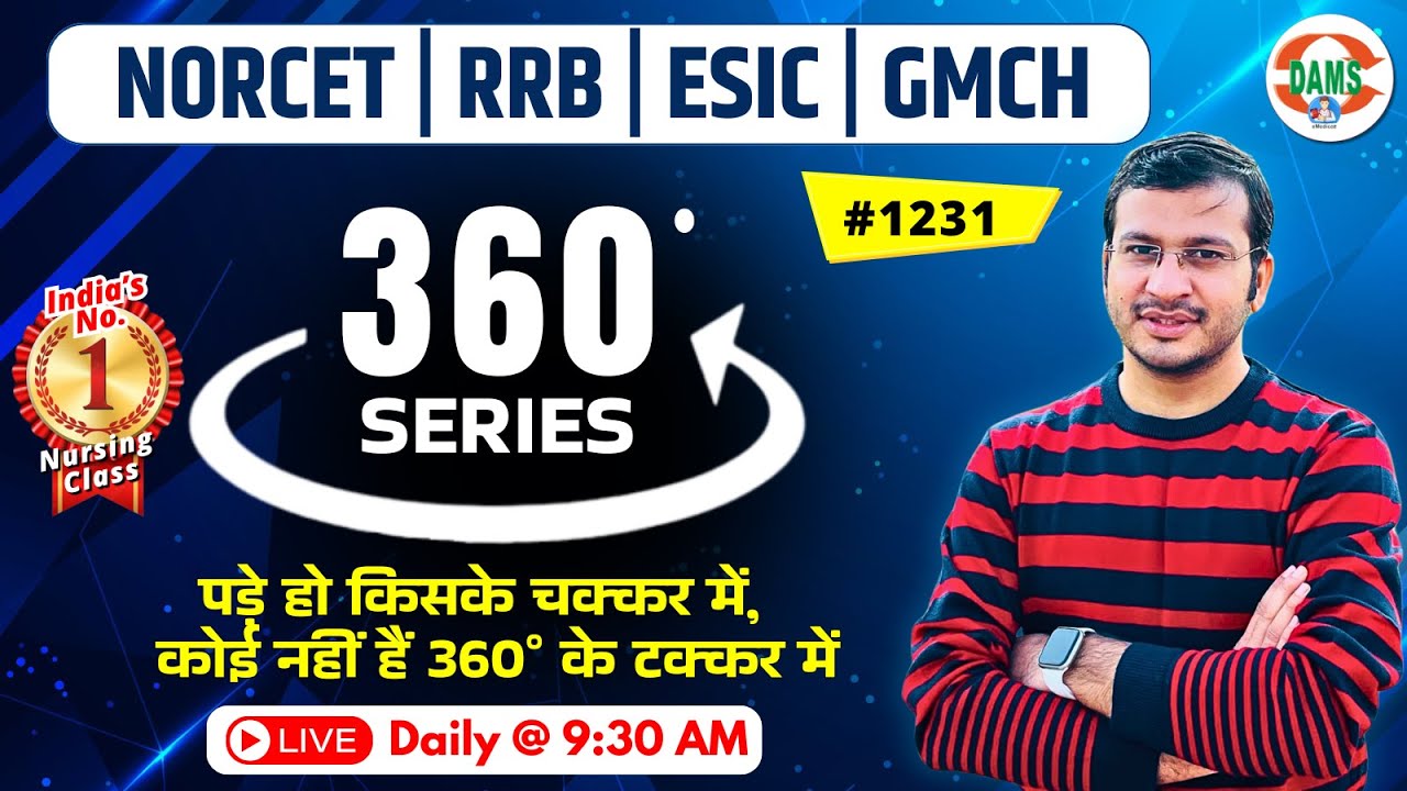 360 Degree Series 🔥| 360 Degree Most Imp MCQs #1231 | NORCET & All Nursing Exam | Siddharth Sir