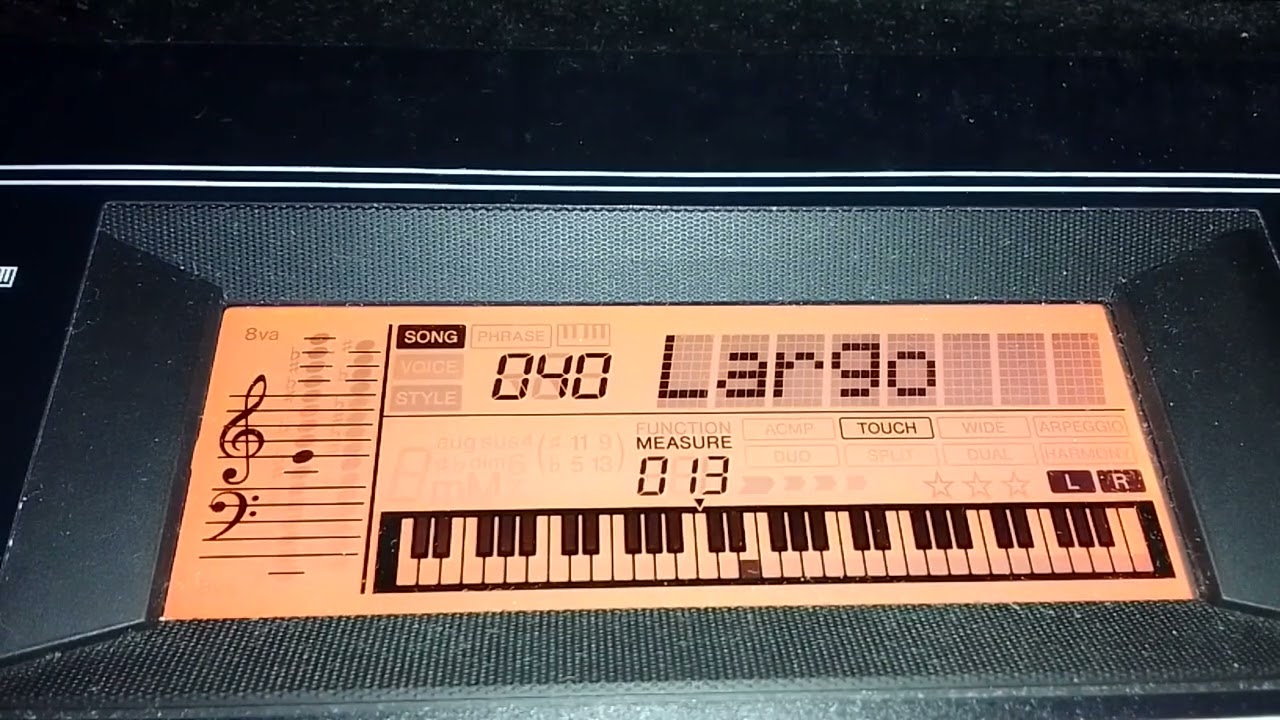 #40 LARGO (Yamaha PSR E363 built in music) with Staff Notation and Keyboard demonstration