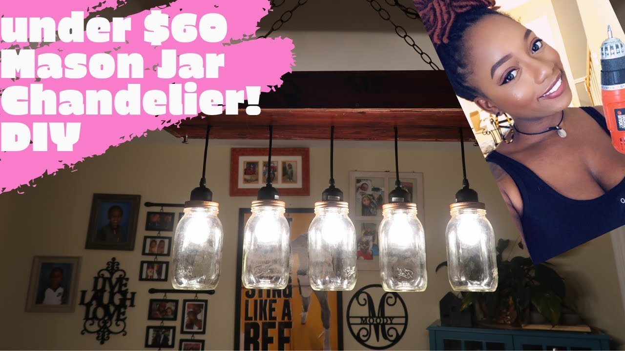DIY MASON JAR LIGHT | BUDGET FRIENDLY FARMHOUSE DECOR | MAKE A CHANDELIER WITH ONLY A POWER DRILL