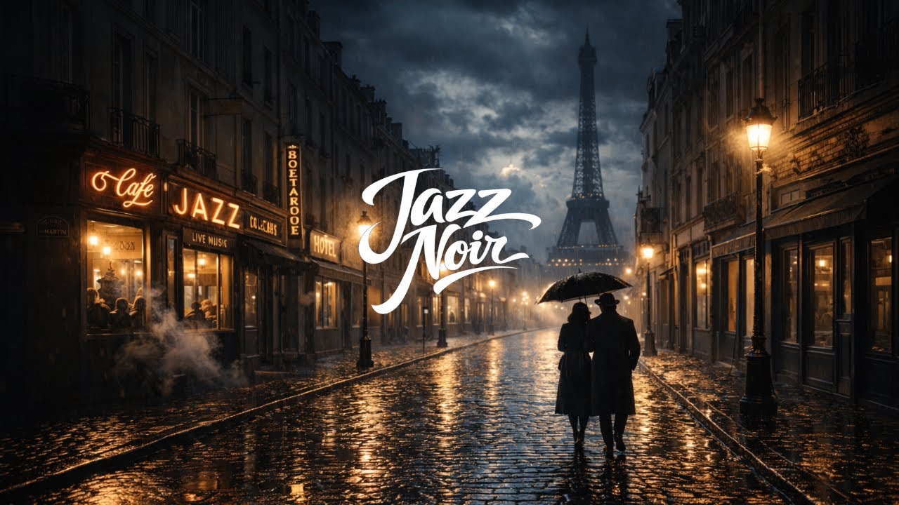 Paris Rain Noir — 2 Hours of 1940s–1950s Jazz Café Nights for Focus & Unwind | Eiffel Streetlights