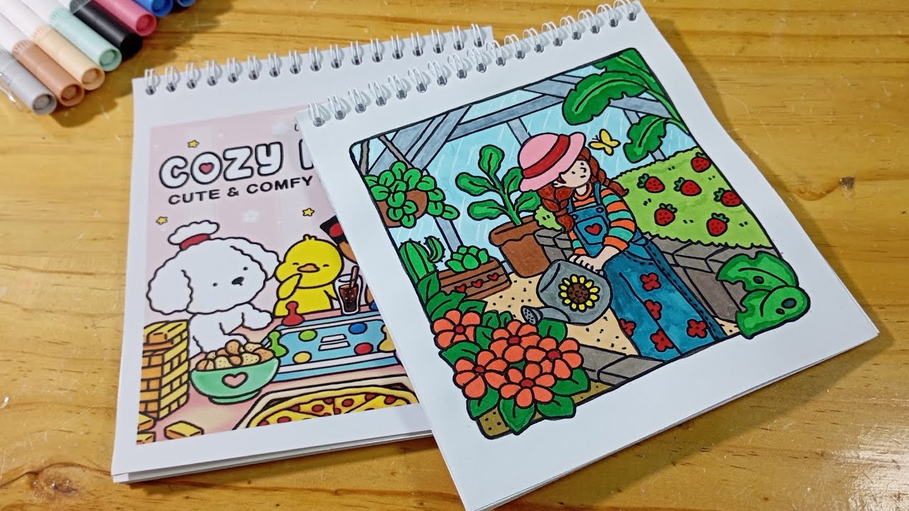 ASMR Coloring Cozy Garden | ASMR Mewarnai kebun strawberry #asmr #coloring 