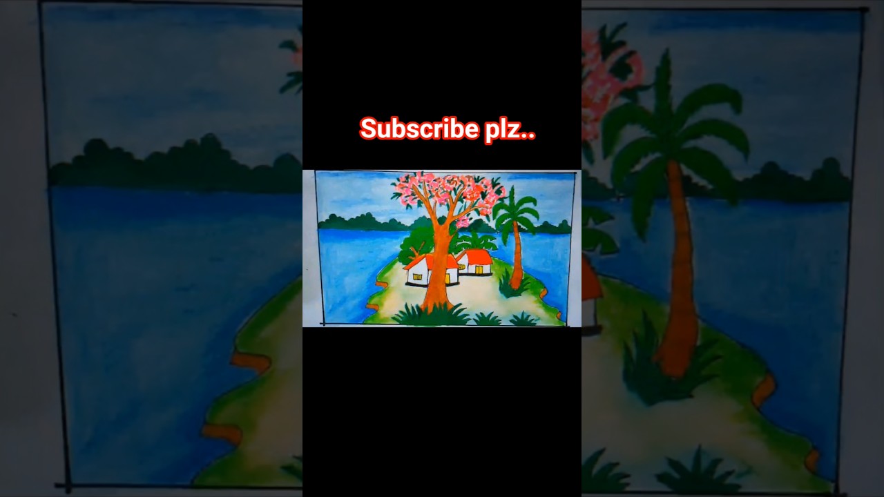 How to draw beautiful scenery landscape drawing 