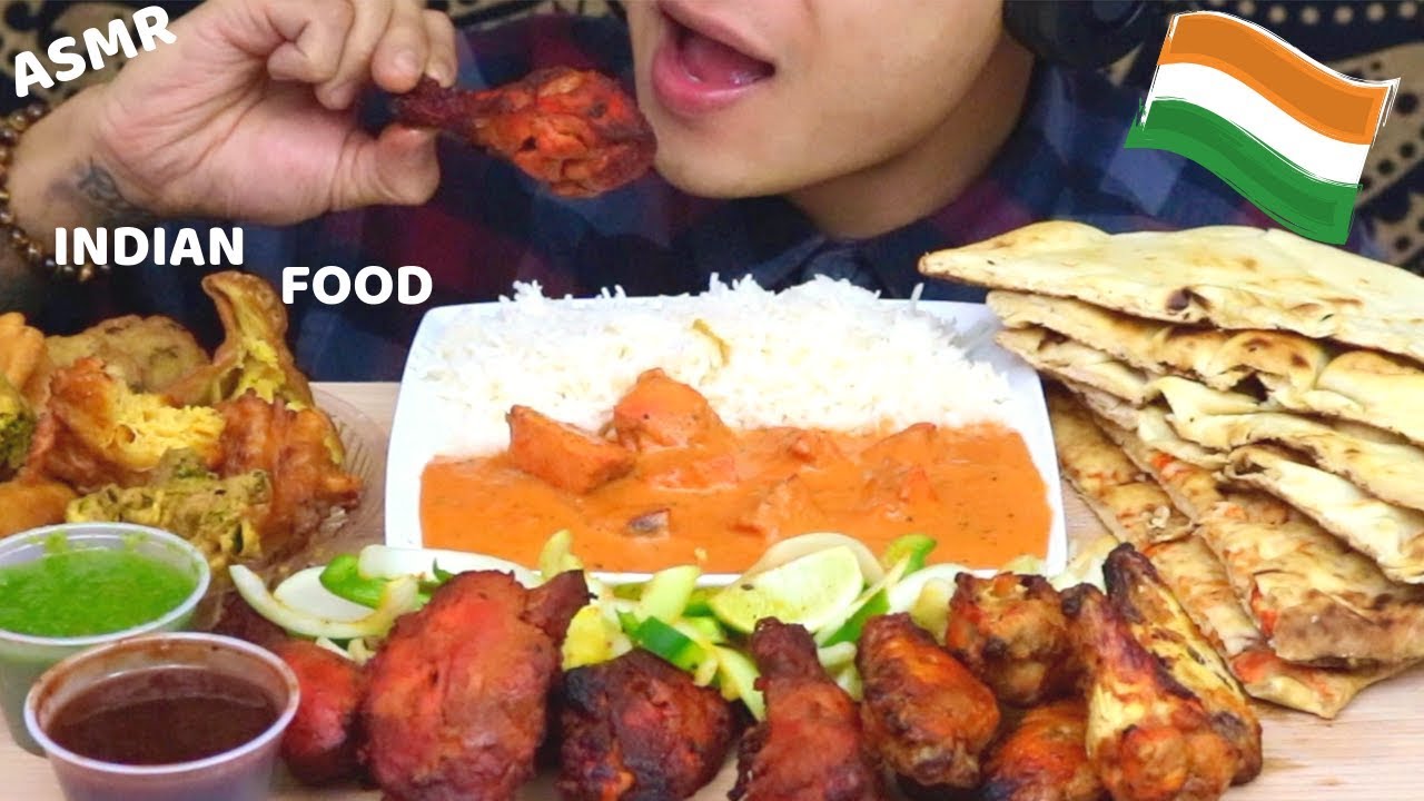 ASMR INDIAN FOOD MUKBANG 🇮🇳 Samosa, Tikka Masala, Tandoori, Naan | SATISFYING EATING SOUNDS 먹방