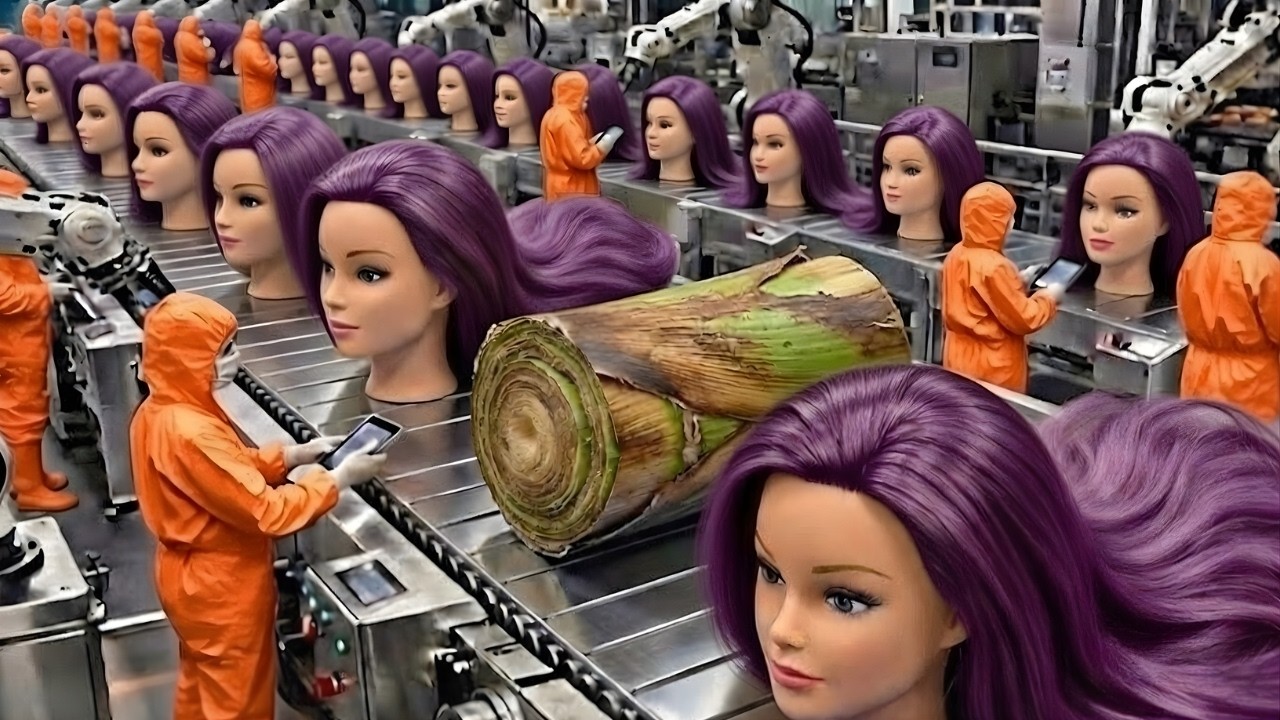 Inside the Largest High-Tech Wigs Factory — Banana Stem to Wigs (Full Process)